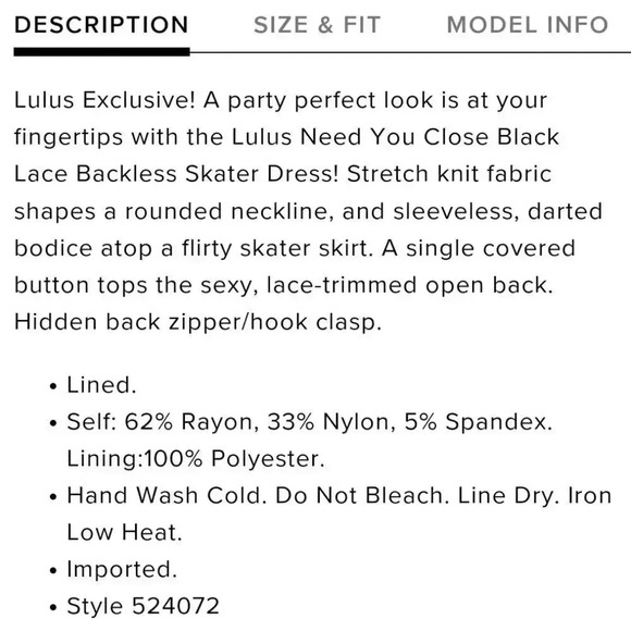 NWT! Lulus Need You Close Black Lace Backless Skater Dress Fit & Flare L - Picture 6 of 11